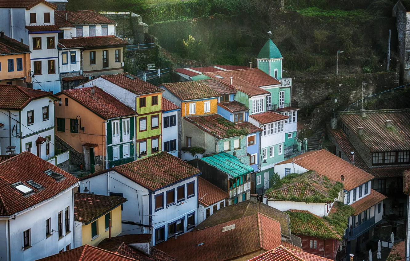 Photo wallpaper home, slope, Spain, Asturias, Cudillero