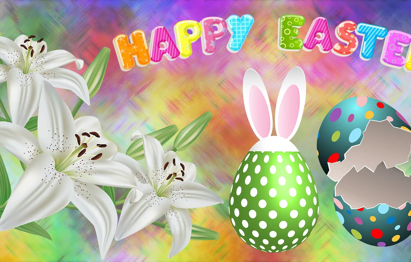Photo wallpaper Graphics, Flowers, The inscription, Easter eggs