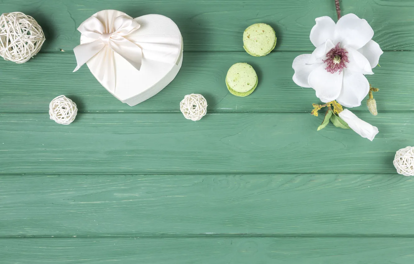 Photo wallpaper flower, gift, white, composition, macaron, Dmytro Sheremeta