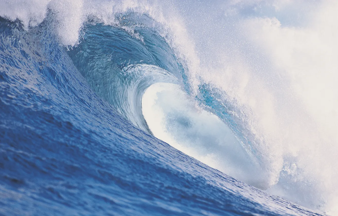 Photo wallpaper wave, landscape, the ocean, waves, ocean, landscape, water splashes, water splashes