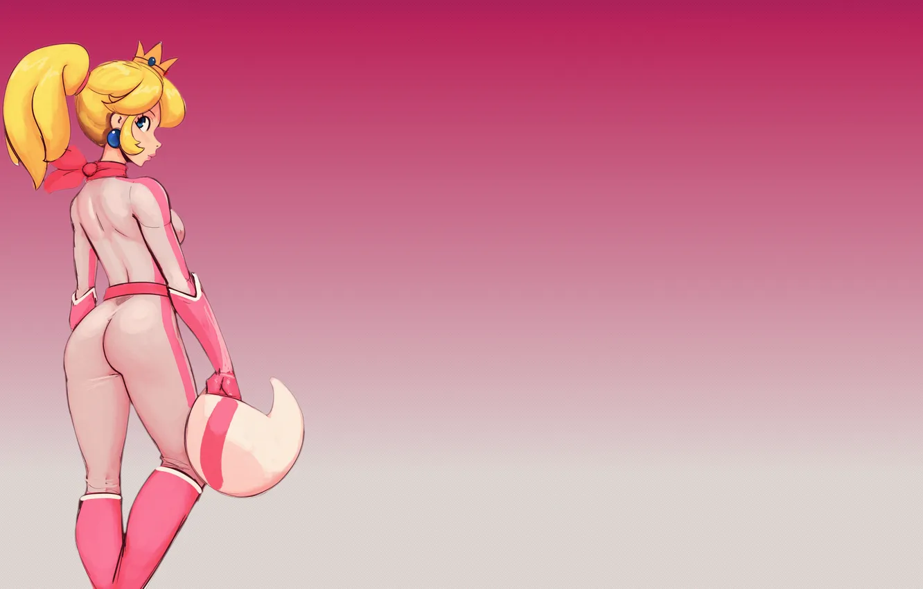 Photo wallpaper ass, blue eyes, ponytail, Nintendo, blonde, back, princess, biker