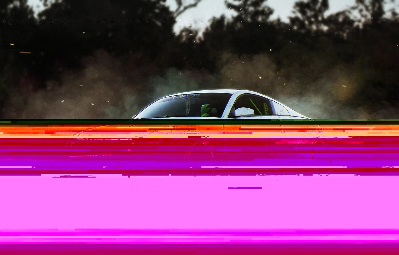 Photo wallpaper Nissan, white, 350z, Front, tuning, Future, stance, Smog