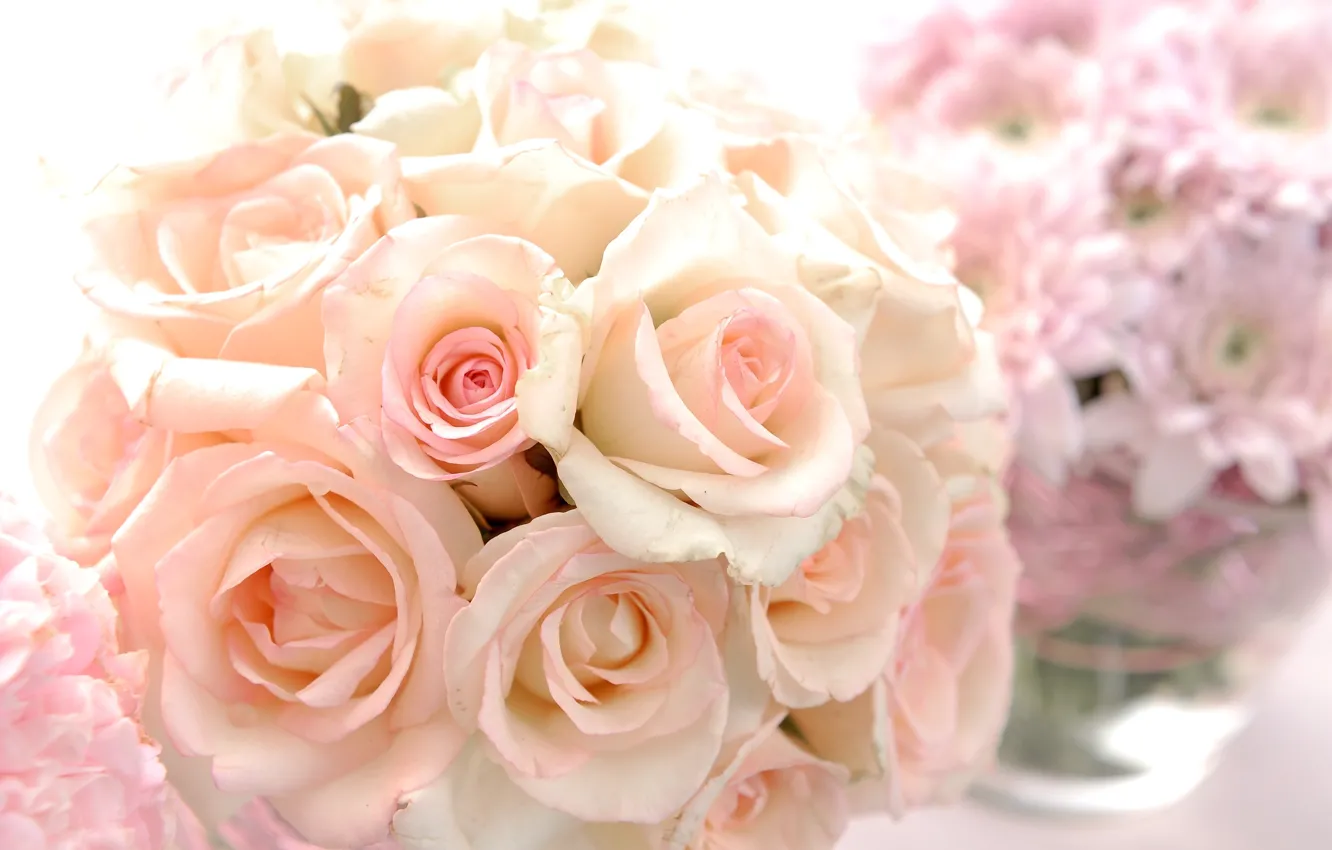 Photo wallpaper roses, bouquet, buds