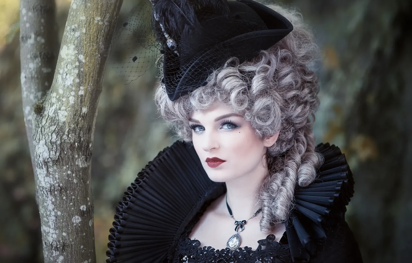 Photo wallpaper girl, hat, costume, wig