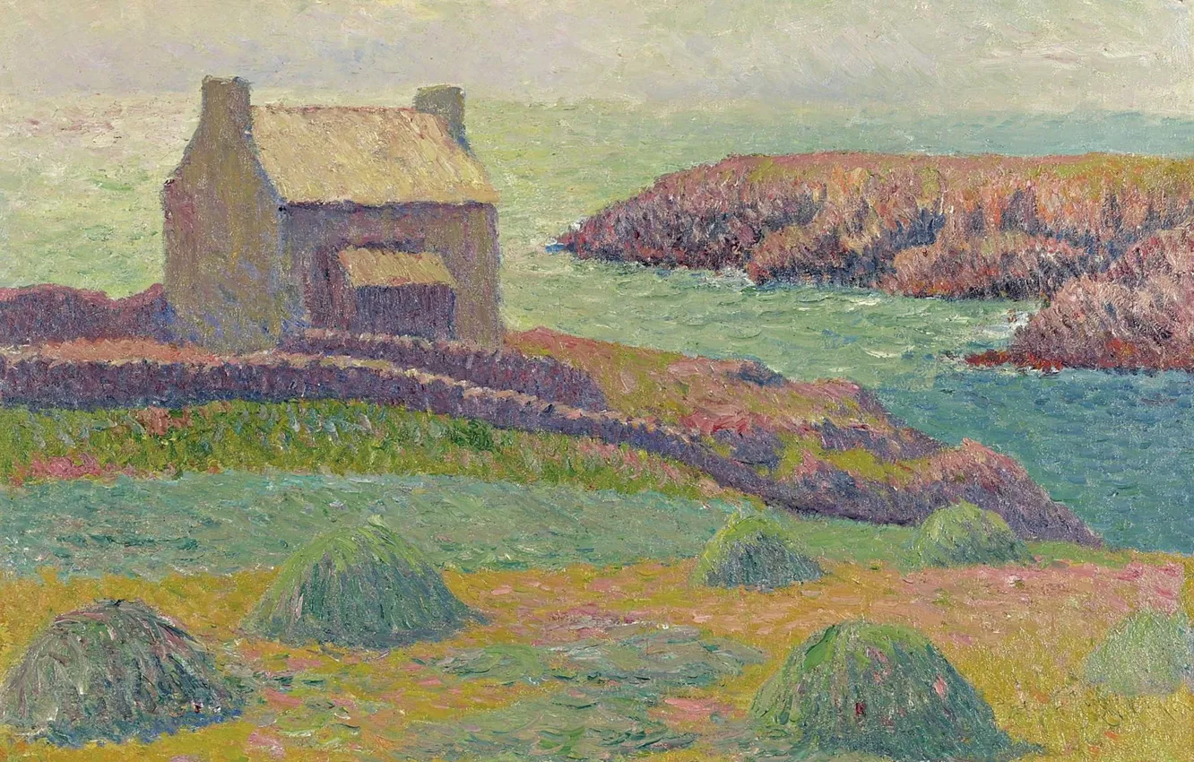 Photo wallpaper landscape, picture, Henri Sea, Henry Moret, The house on the Hill