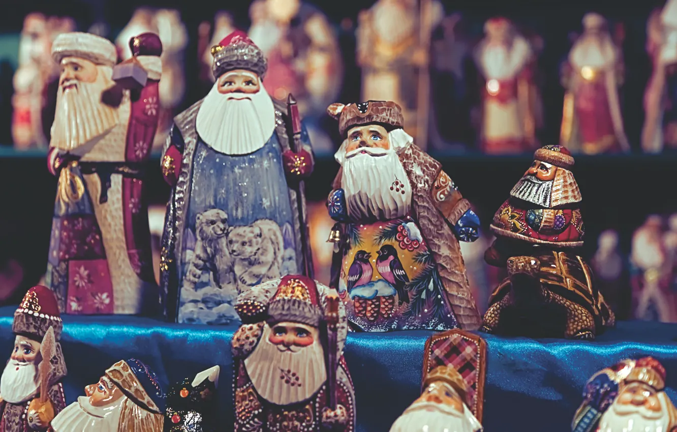 Photo wallpaper winter, look, holiday, toy, new year, Christmas, grandfather, wooden