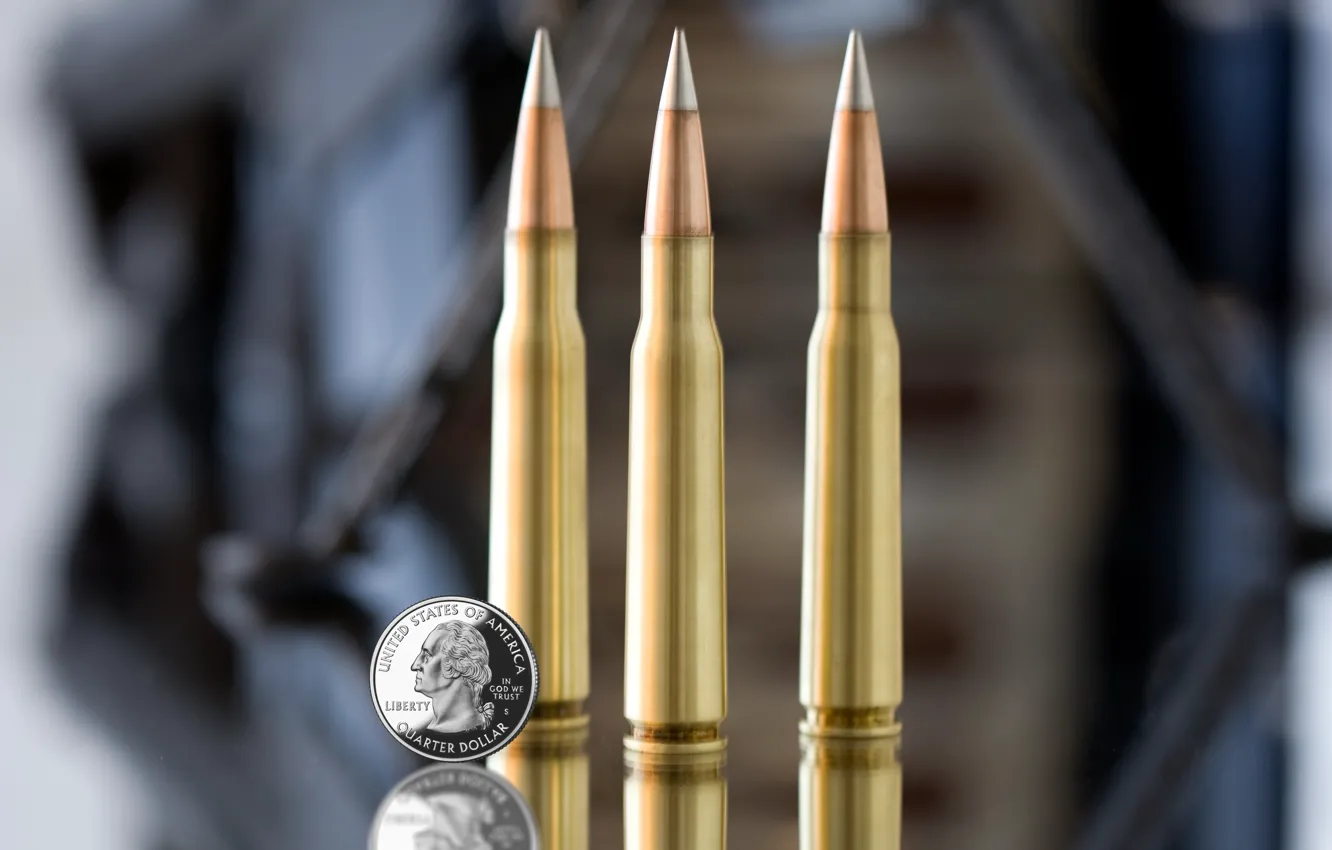 Photo wallpaper macro, bullets, coins