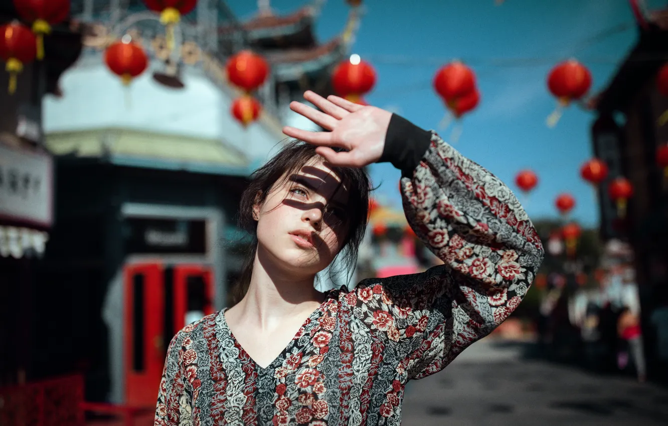 Photo wallpaper look, girl, portrait, Raluca