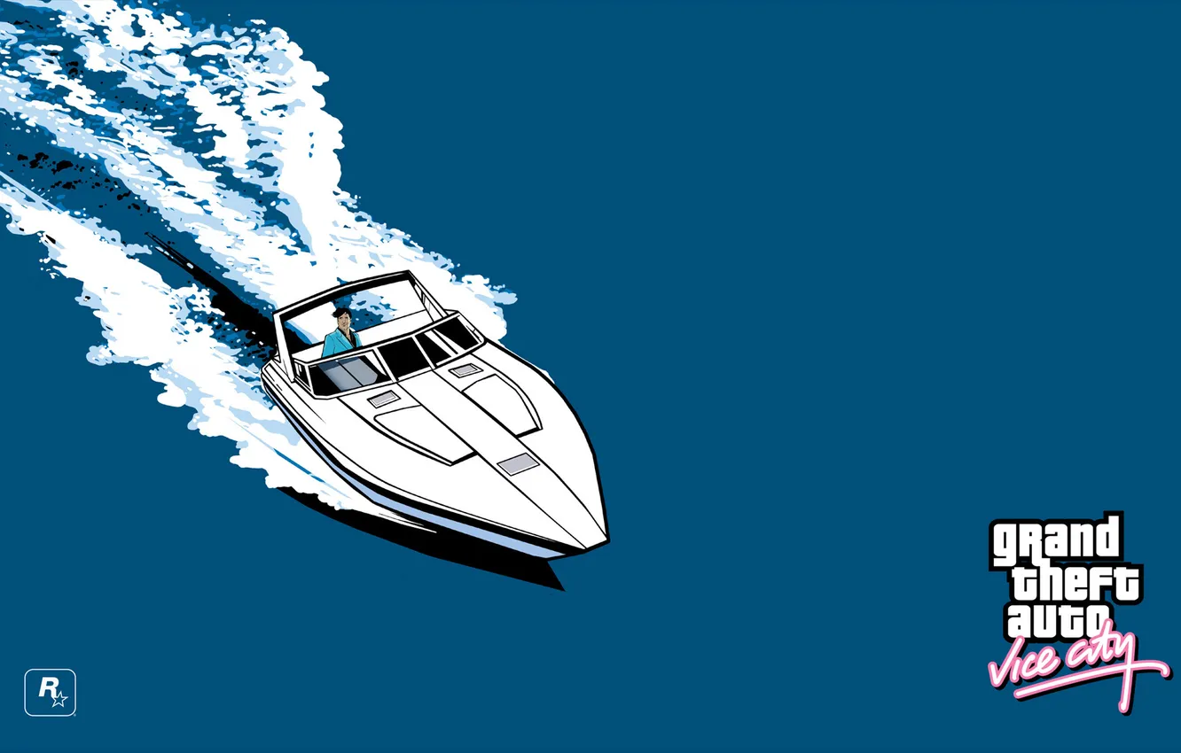Photo wallpaper sea, art, boat, classic, Grand Theft Auto, gta vice city, Tommy Vercetti