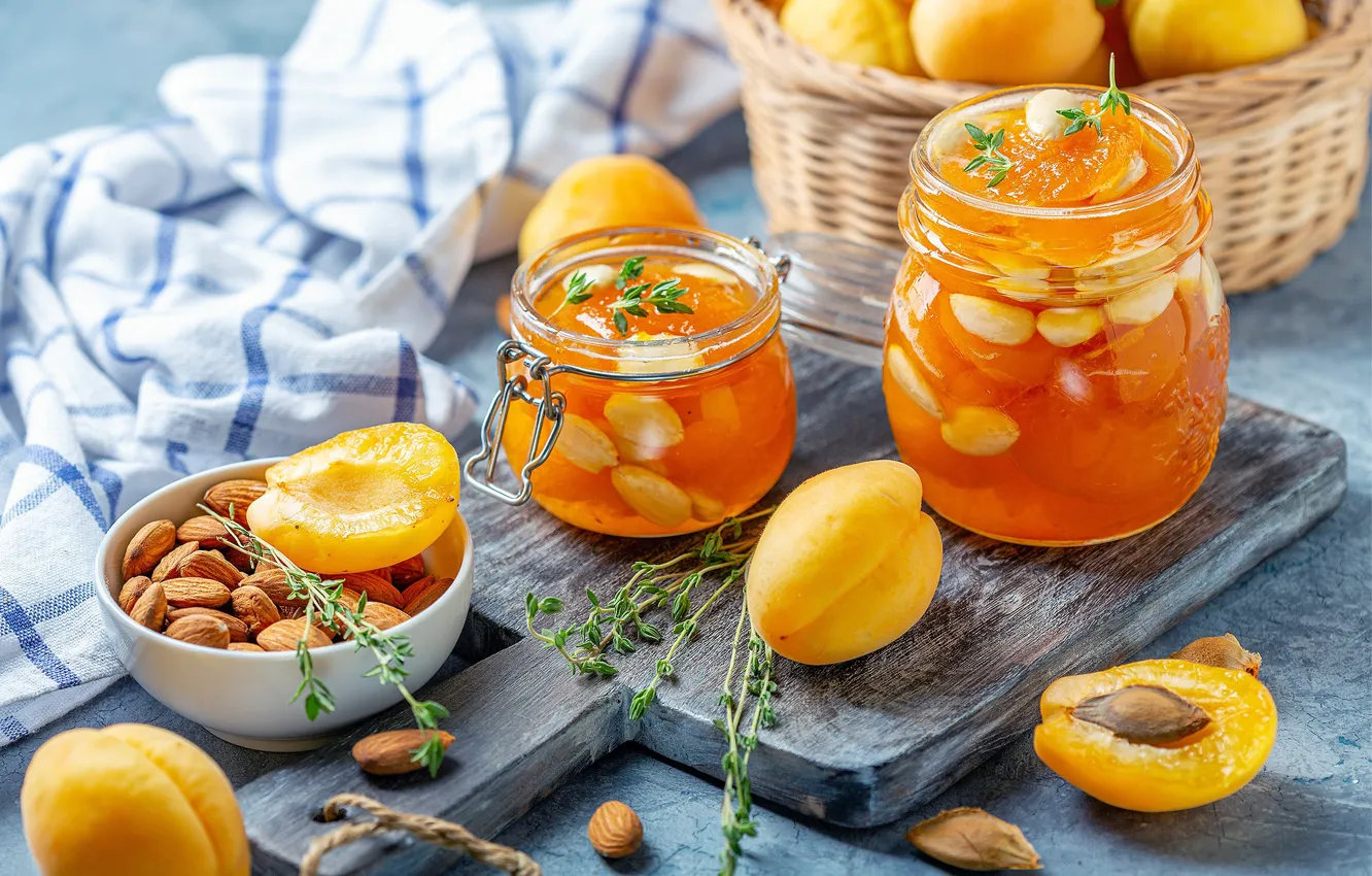 Photo wallpaper almonds, jam, apricots