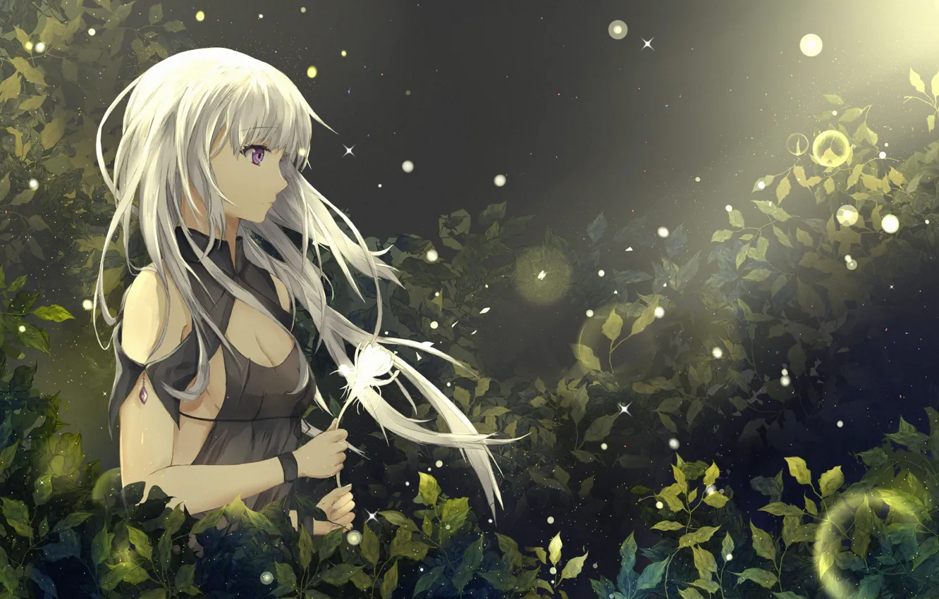 Photo wallpaper girl, anime, purple eyes, leaf, bishojo, Konoha, japonese