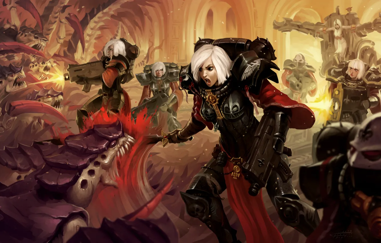 Photo wallpaper gun, Warhammer, armor, Ultramarines, Warhammer 40 000, Sisters of Battle, haos, warp