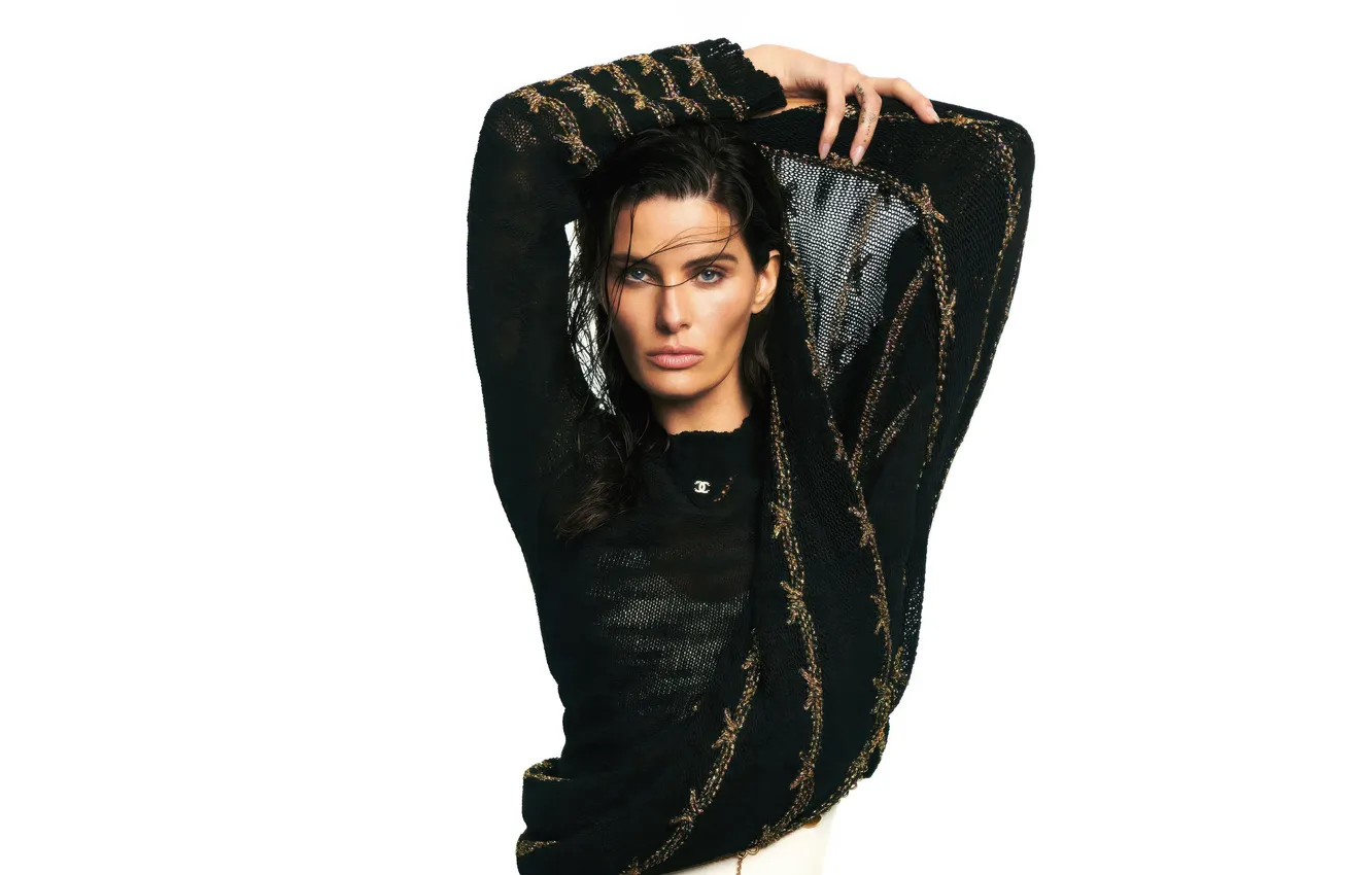 Photo wallpaper look, pose, portrait, brunette, white background, beauty, Isabel Fontana, Isabeli Fontana