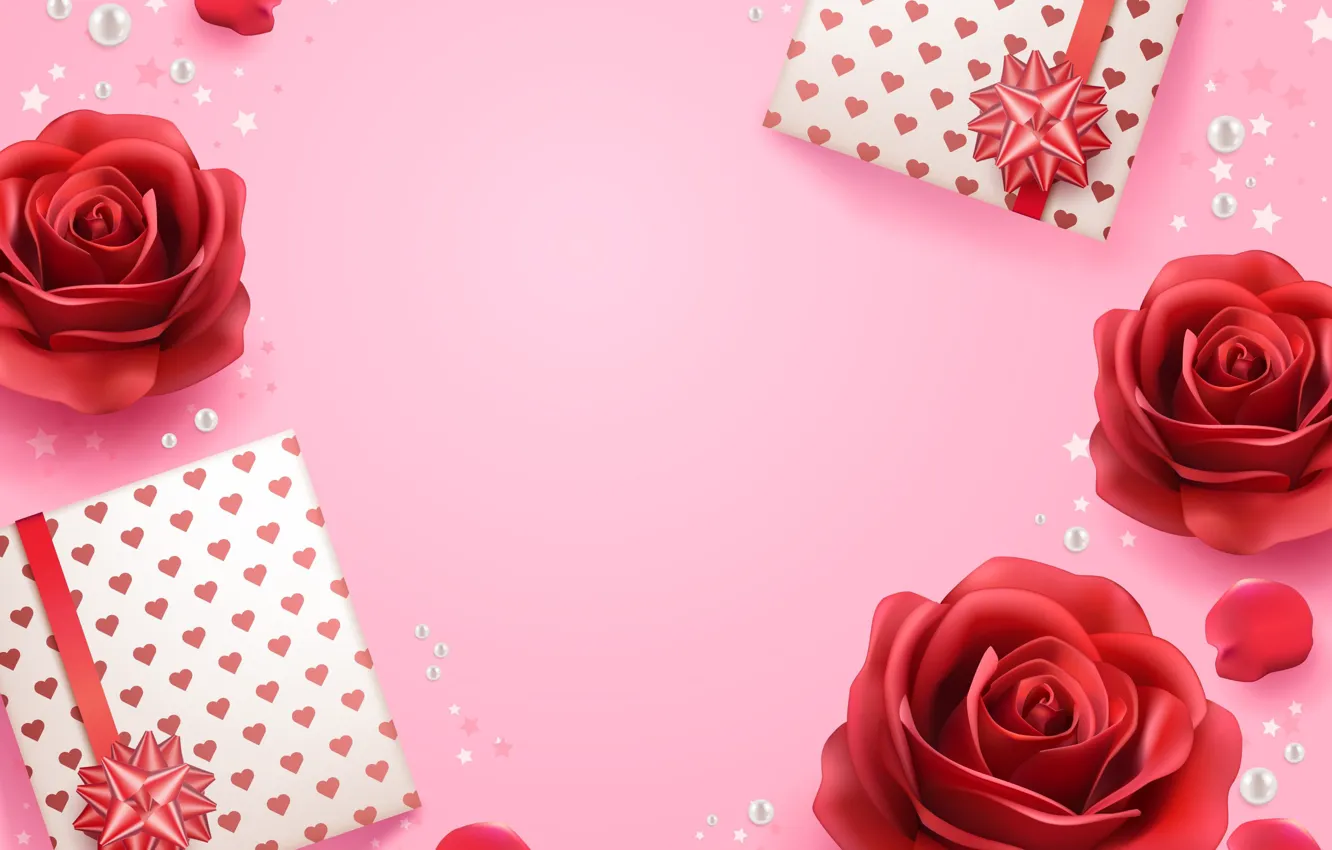 Photo wallpaper love, flowers, romance, roses, gifts, red, love, happy