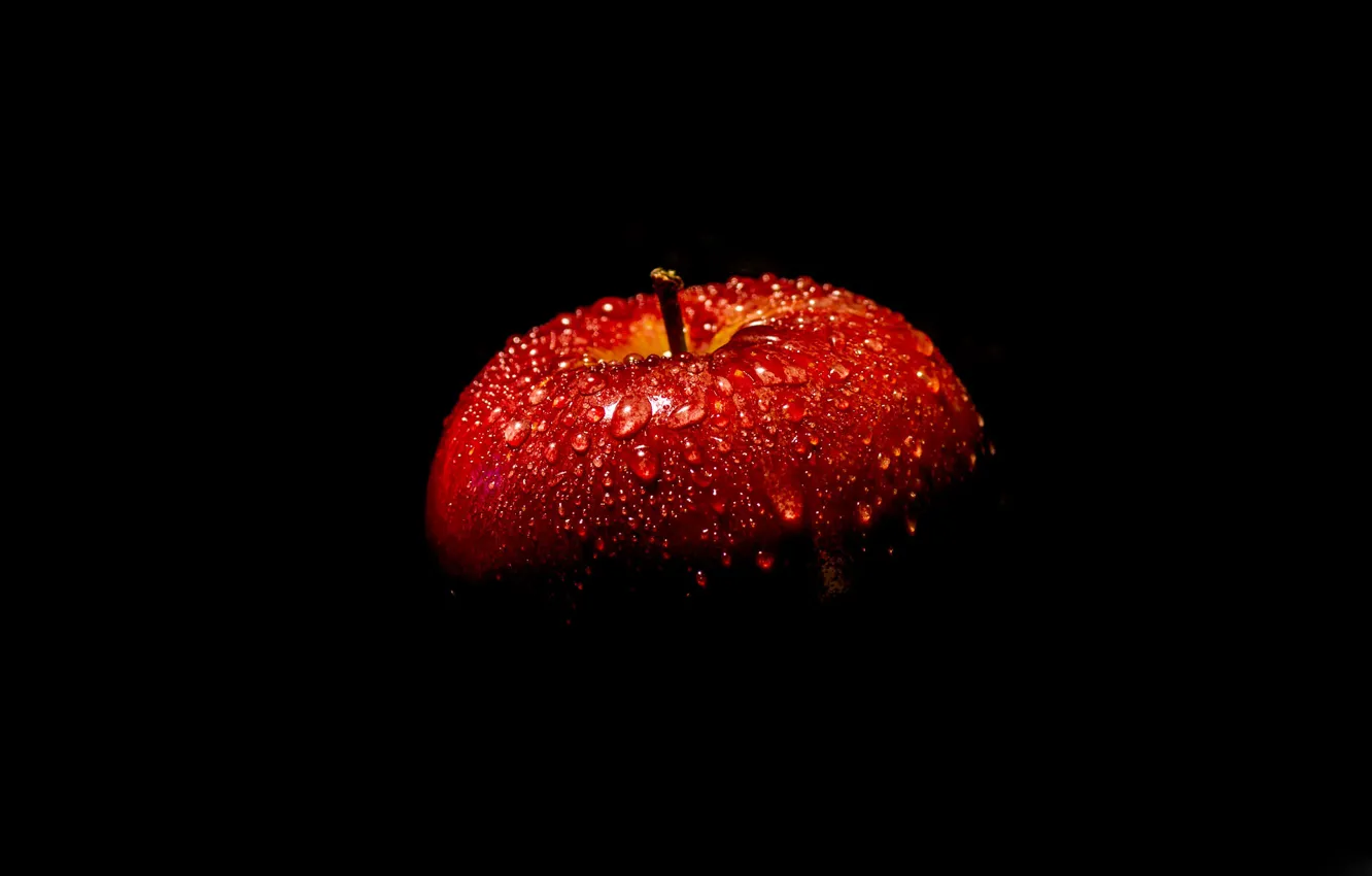 Photo wallpaper red, Apple, black background