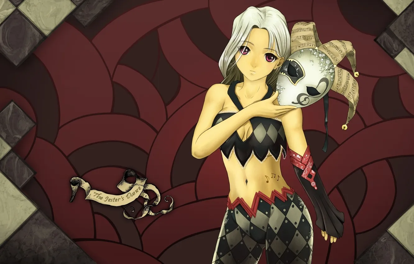 Photo wallpaper look, girl, anime, mask, art, the jesters dance