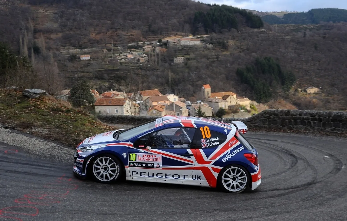 Photo wallpaper Turn, Peugeot, WRC, Rally, Rally, Monte Carlo, 207