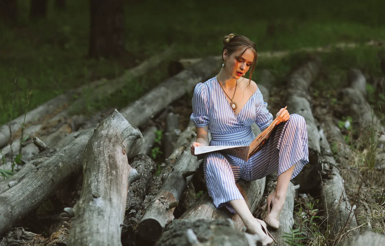 Photo wallpaper girl, log, journal, Evgeniy Soul