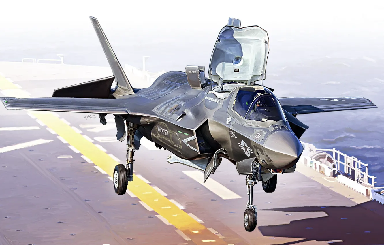 Photo wallpaper USA, F-35 Lightning II, Combat aircraft, Deck-based aircraft