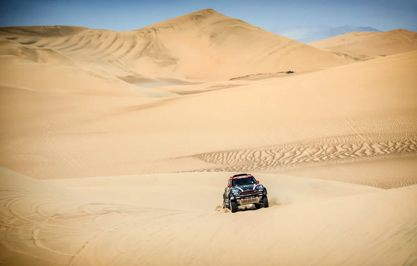 Photo wallpaper Sand, Mini, Dust, Sport, Desert, Speed, Race, Rally
