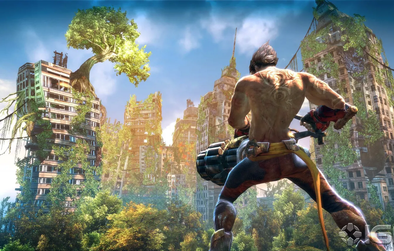 Photo wallpaper the city, tattoo, male