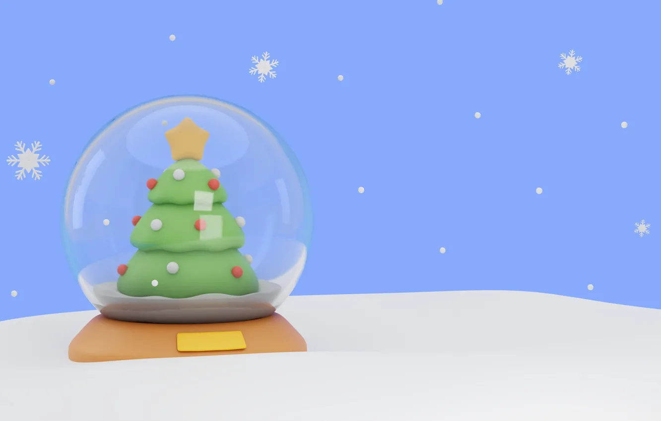 Photo wallpaper winter, snow, rendering, toy, new year, Christmas, the snow, herringbone