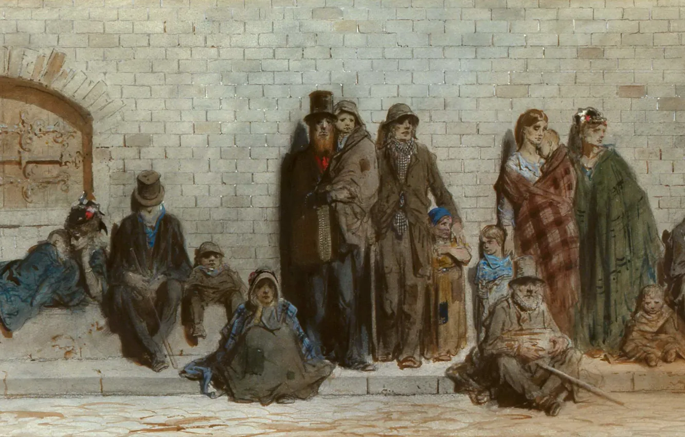 Photo wallpaper figure, people, watercolor, genre, Paul Gustave Dore, On The Streets Of London, Gustave Doré
