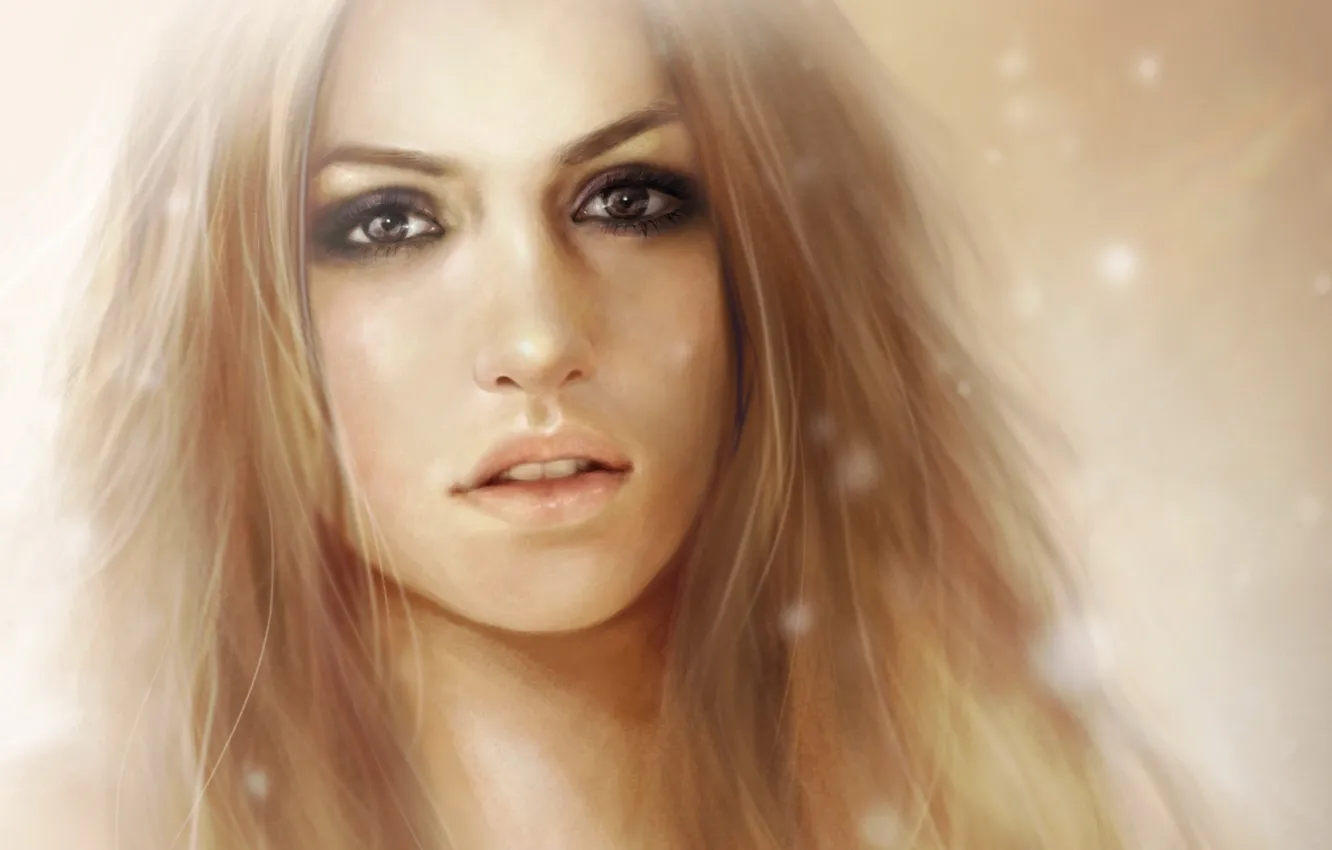 Photo wallpaper eyes, look, girl, hair, lips