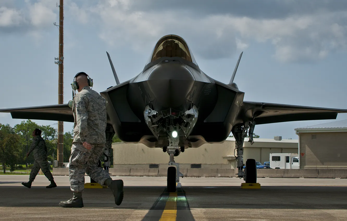 Photo wallpaper UNITED STATES AIR FORCE, Lightning II, F-35, Fighter-bomber