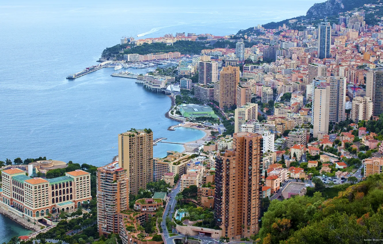 Photo wallpaper sea, city, shore, coast, home, France, Monaco