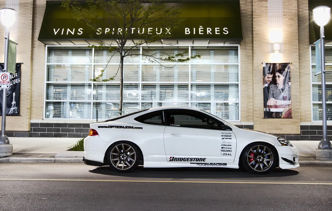 Photo wallpaper night, street, tuning, coupe, Honda, Honda Integra, Acura RSX