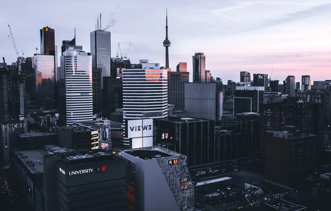 Photo wallpaper City, Canada, Urban, Sunset, Street, Toronto, Architecture, Cityscape