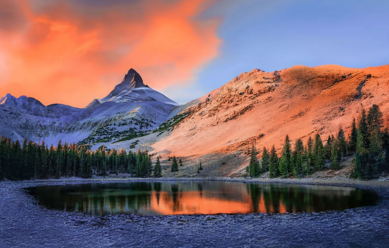 Photo wallpaper landscape, mountains, lake