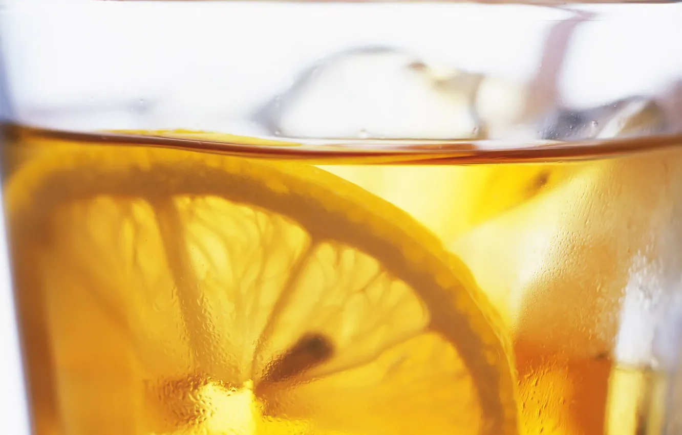 Photo wallpaper ice, drops, lemon, drink