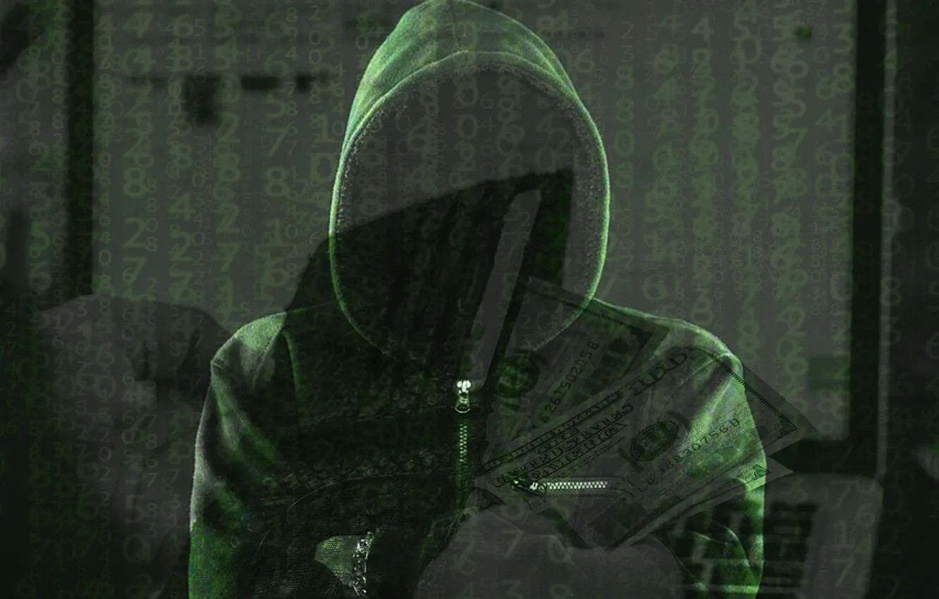 Photo wallpaper matrix, man, anonymous, hood, hacker