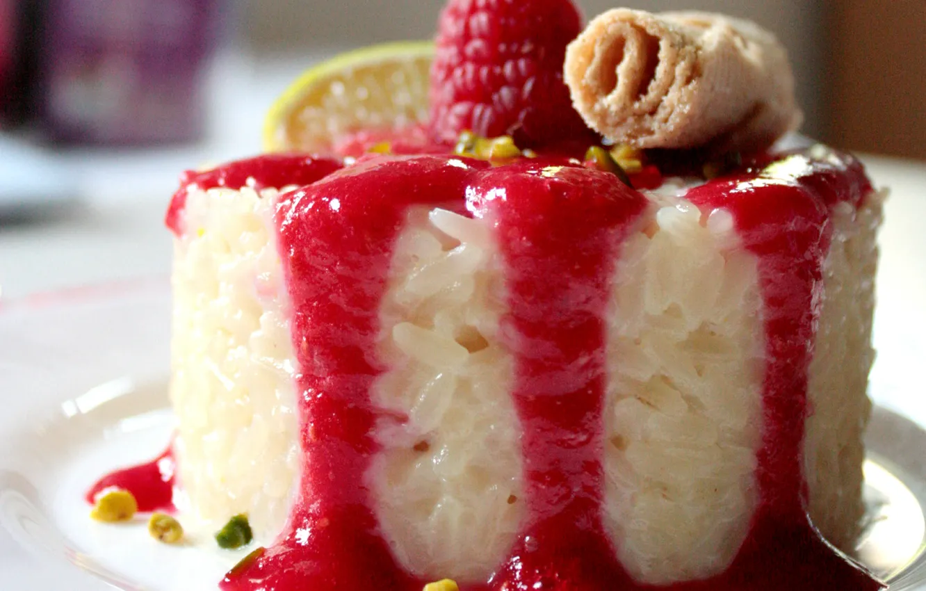 Photo wallpaper raspberry, pudding, pudding
