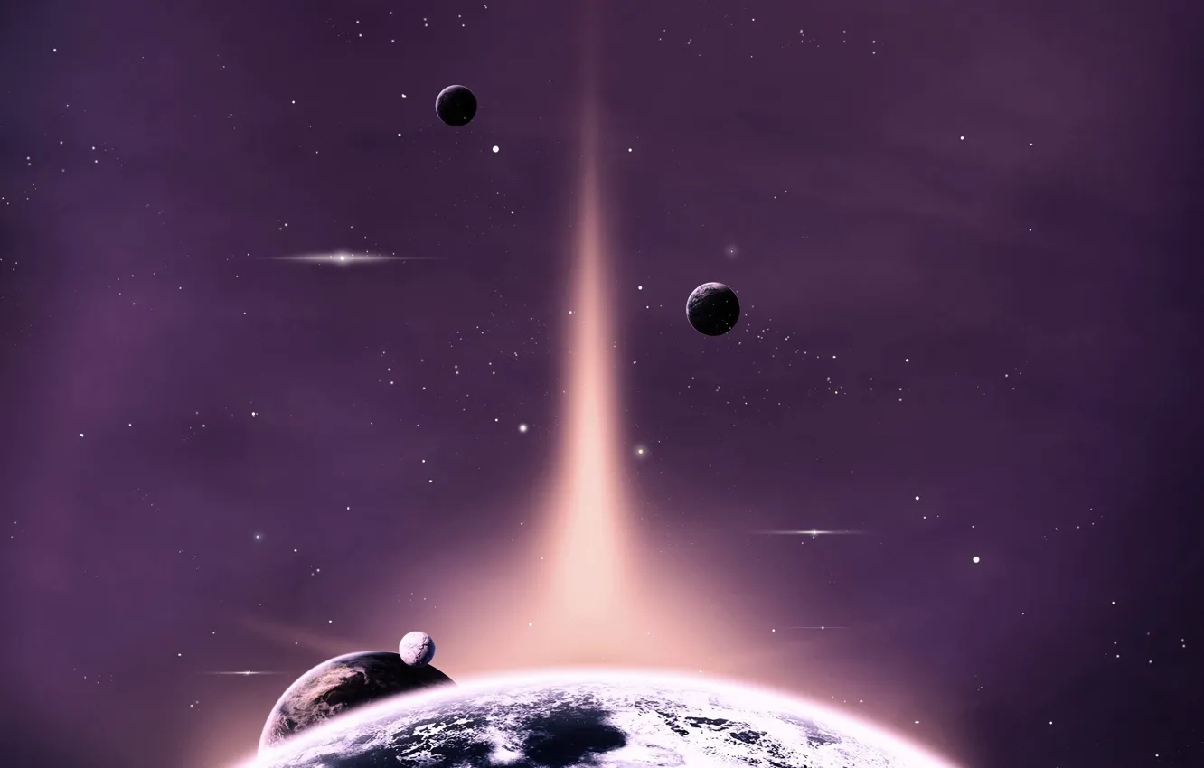 Photo wallpaper space, lights, planet, art, space, stars