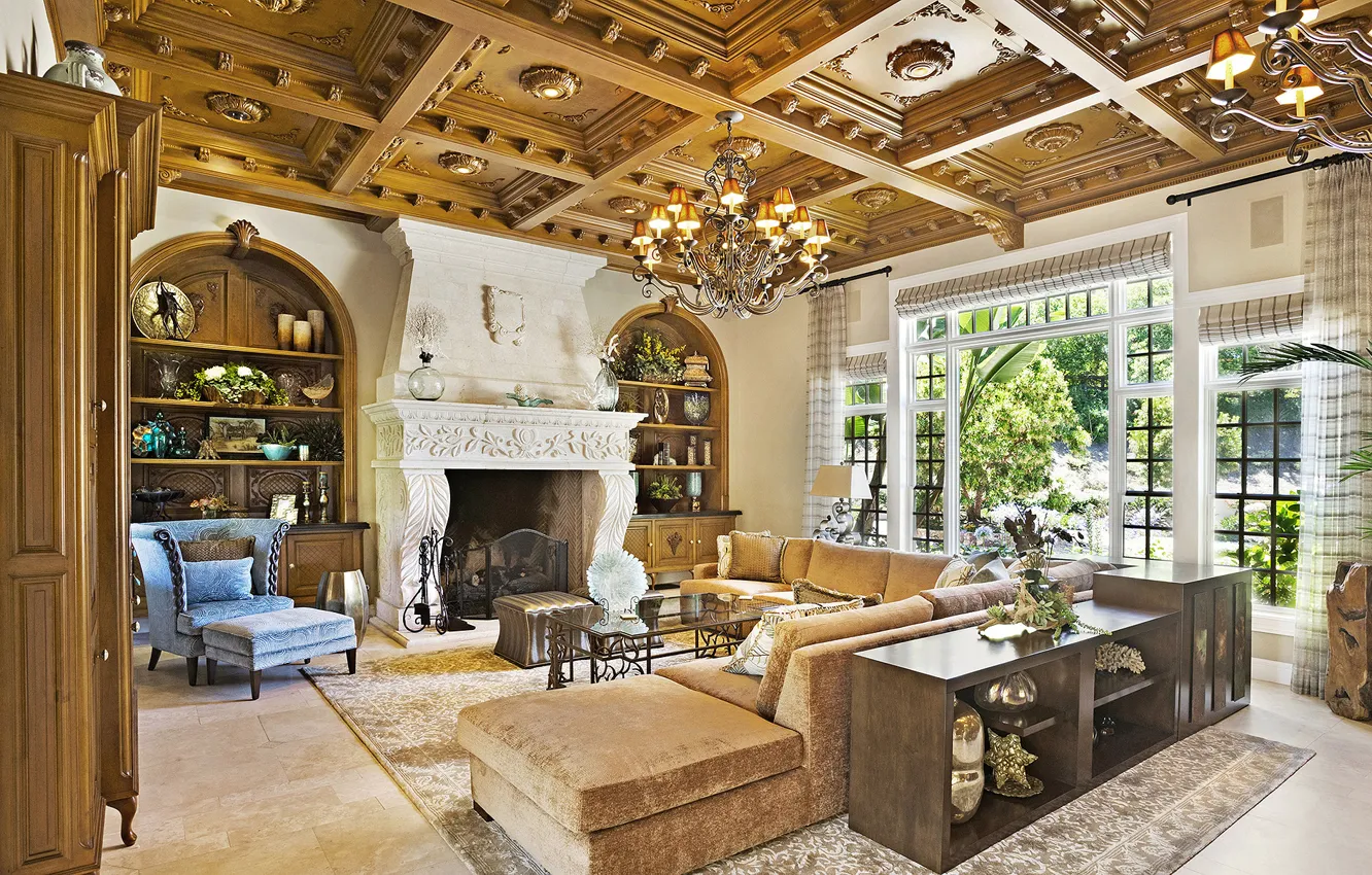 Photo wallpaper living room, home, villa, luxury