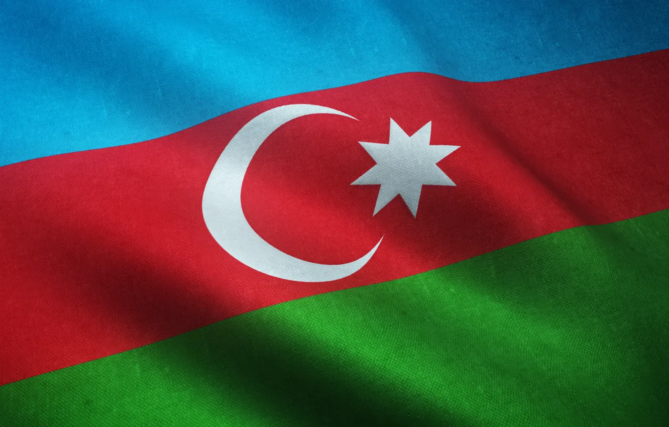 Photo wallpaper flag, Azerbaijan, moon star