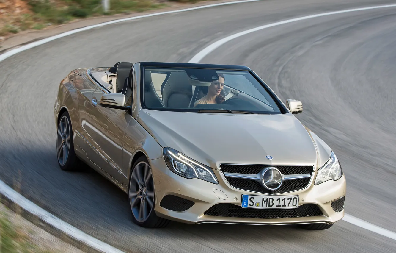 Photo wallpaper road, Mercedes-Benz, convertible, car, Cabrio, BlueTec, E 350