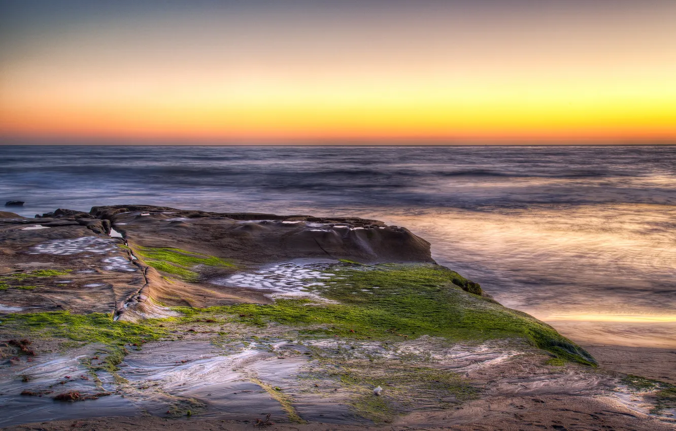 Photo wallpaper sea, landscape, sunset