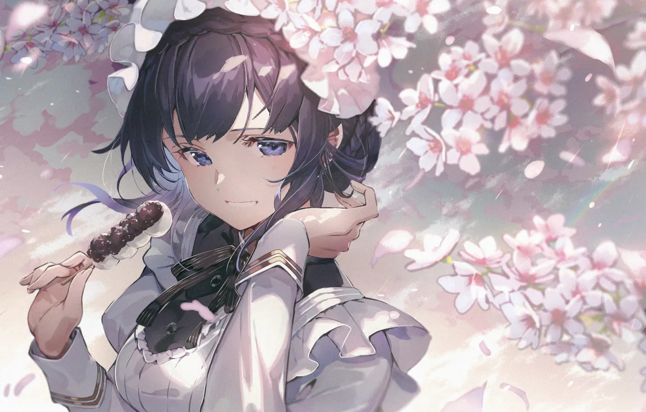 Photo wallpaper girl, spring, sweets, flowering, the maid