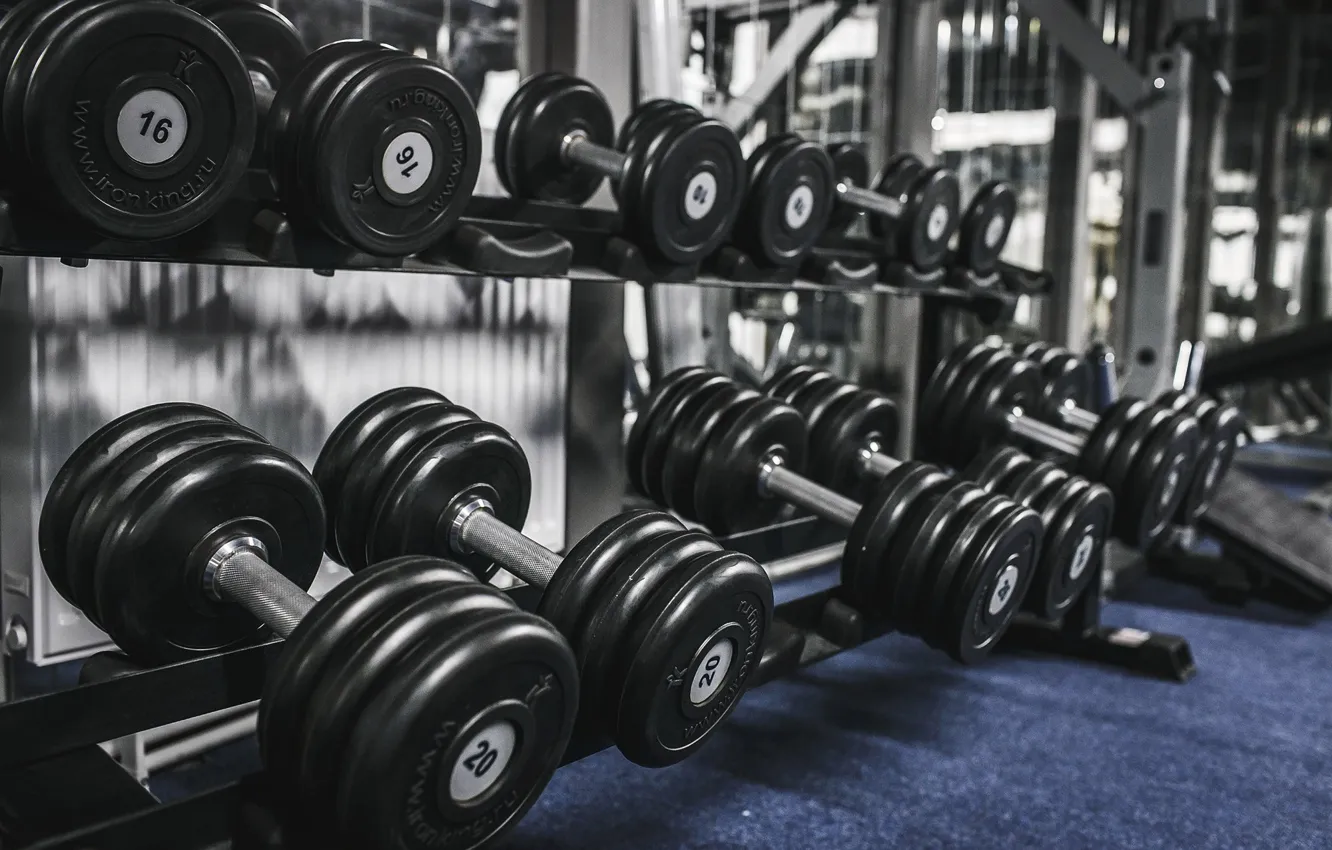 Photo wallpaper fitness, gym, dumbells