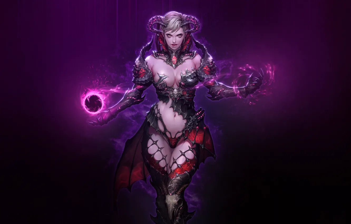 Photo wallpaper girl, style, fiction, magic, figure, the demon, art, horns