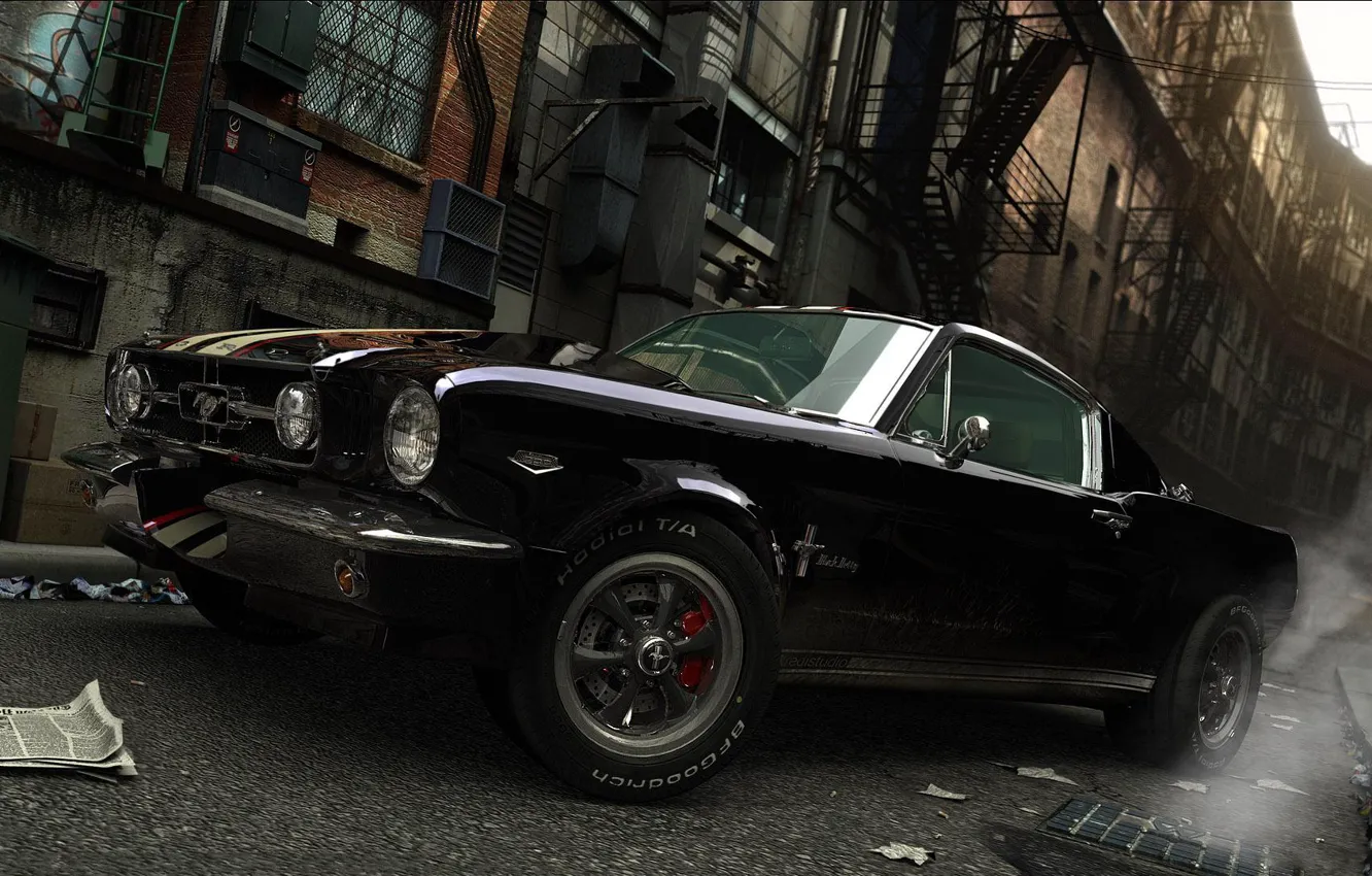 Photo wallpaper Mustang, black