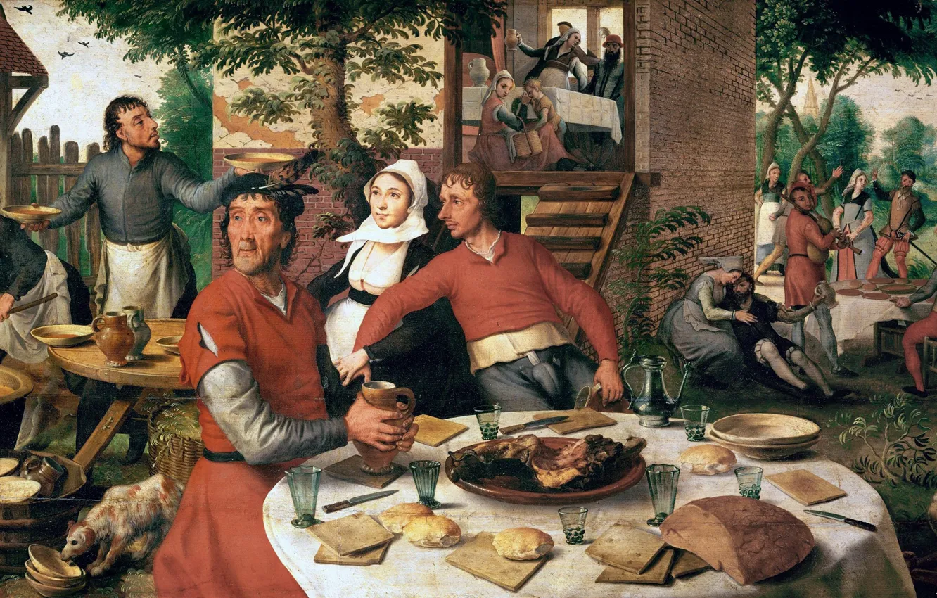 Photo wallpaper picture, genre, 1550, Peter Artsen, Pieter Aertsen, Peasant Holiday