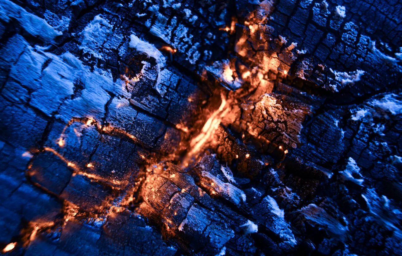 Photo wallpaper macro, fire, coal