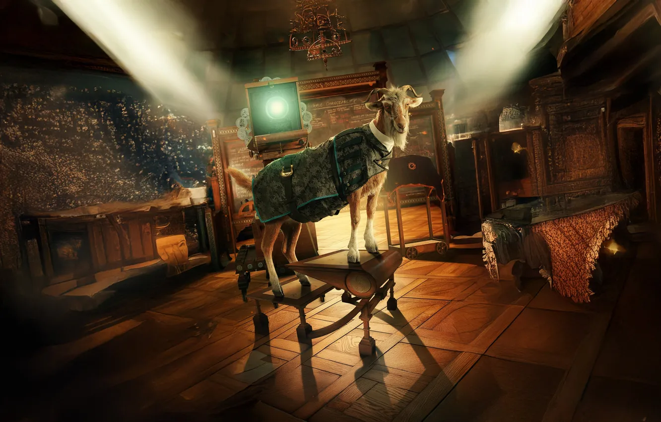 Photo wallpaper light, room, glasses, goat, Wicked: Part One, Evil: Part One