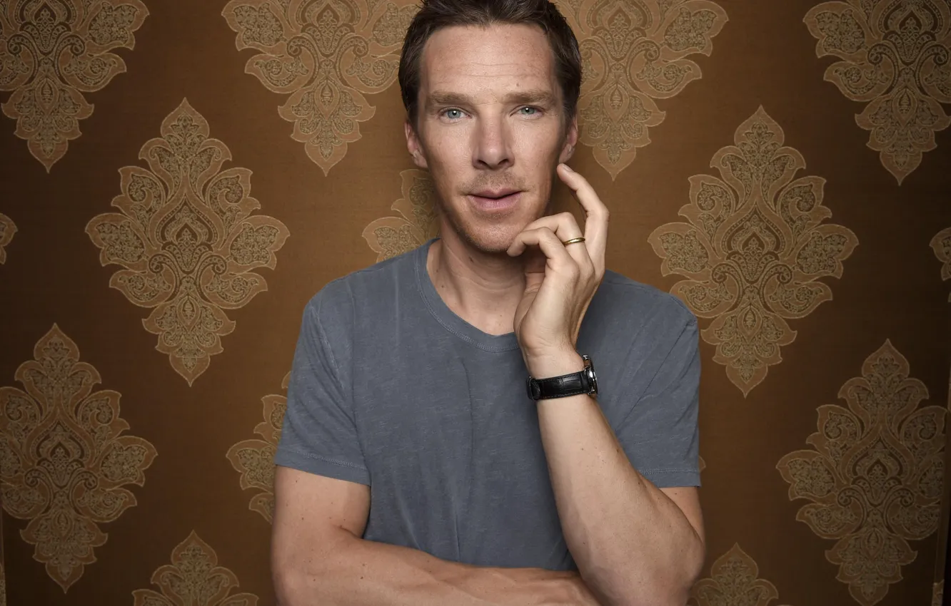 Photo wallpaper background, t-shirt, actor, Benedict Cumberbatch, Benedict Cumberbatch, British actor