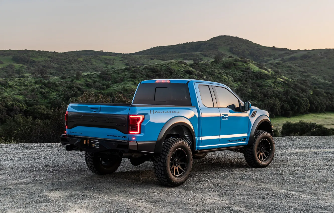 Photo wallpaper lights, Ford, the evening, Raptor, pickup, F-150, Hennessey, 2019